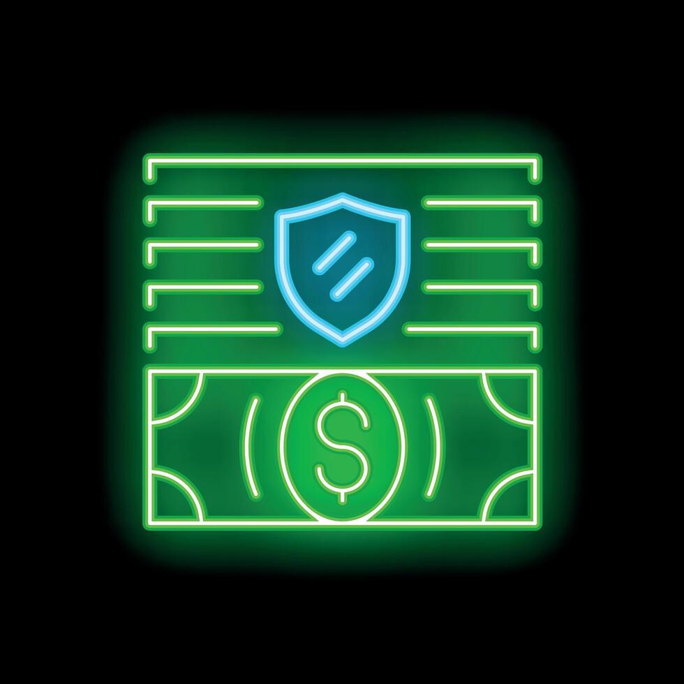 Neon style icon money protection finance concept design vector