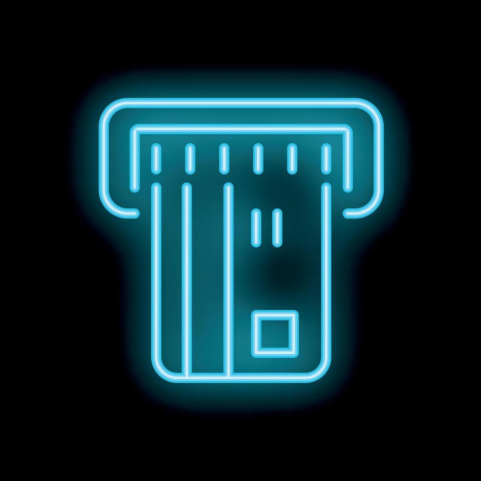 Neon sign representing credit card being inserted in pos terminal vector