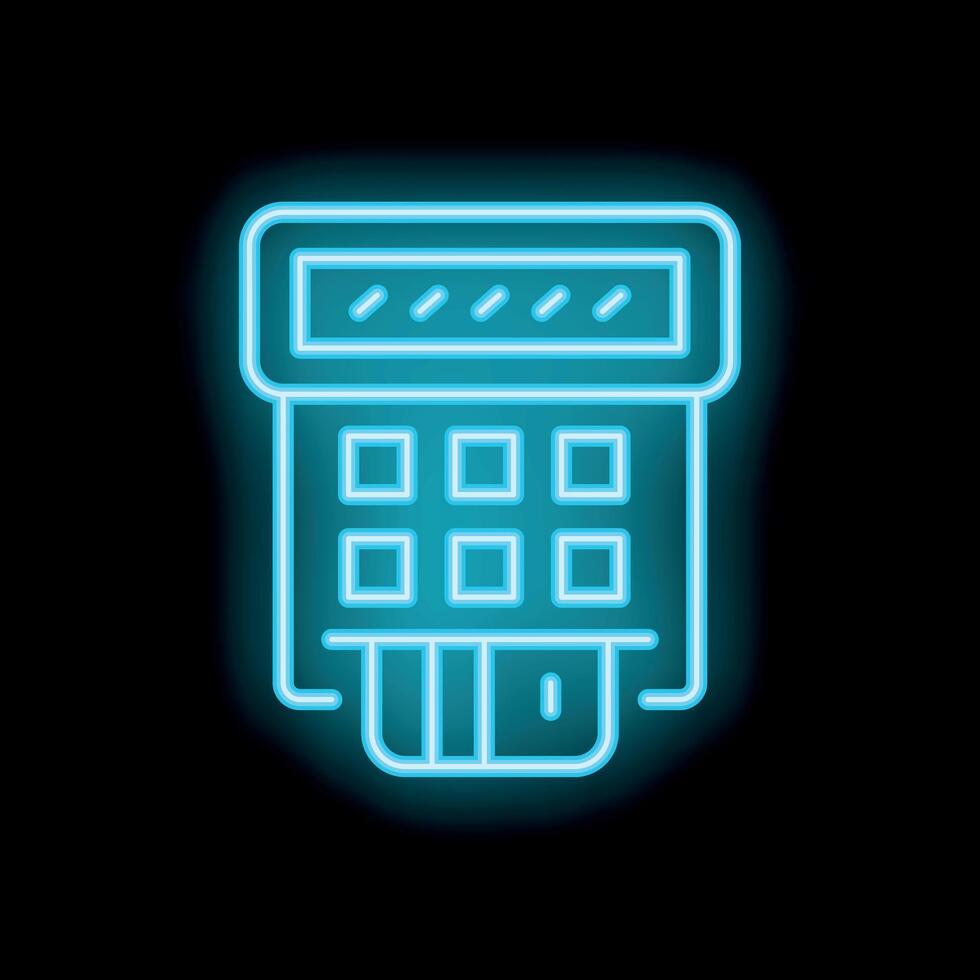 Neon sign showing credit card being inserted into pos terminal vector