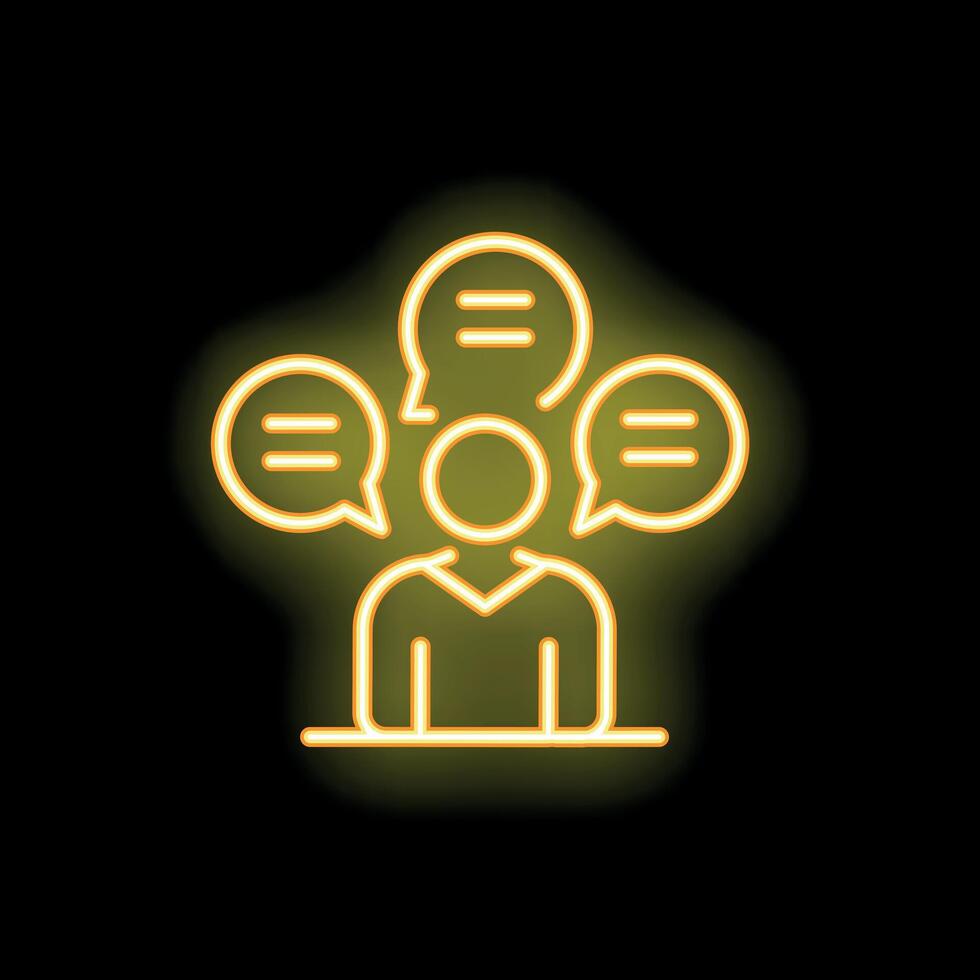 Neon icon of person thinking with speech bubbles vector