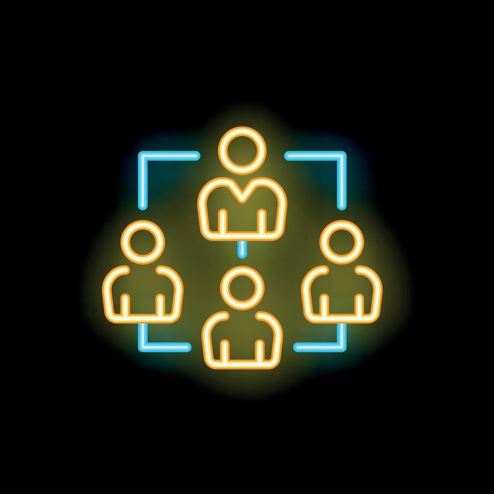 Neon icon of business people network representing teamwork vector