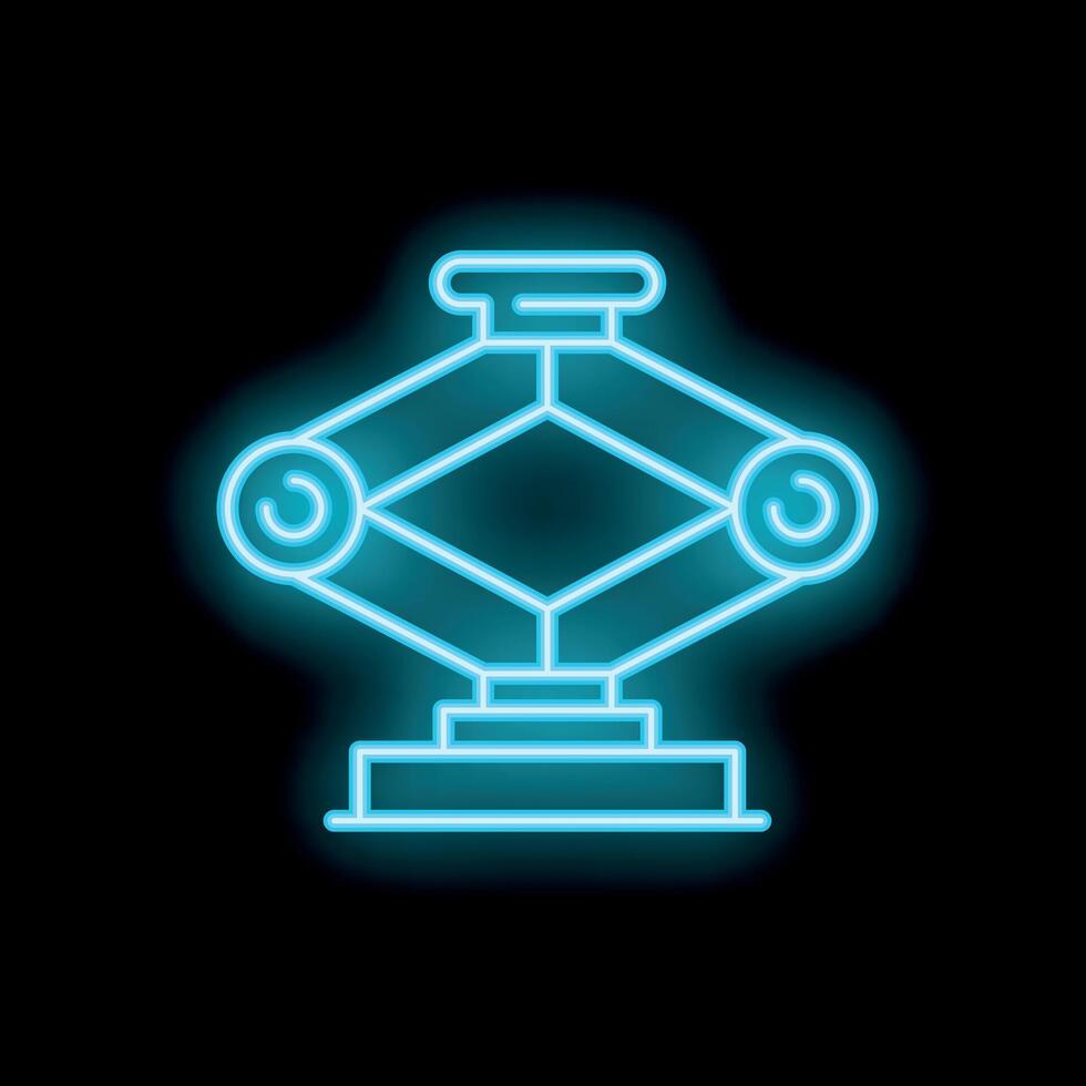 Neon icon of a futuristic machine operating with rotating gears vector