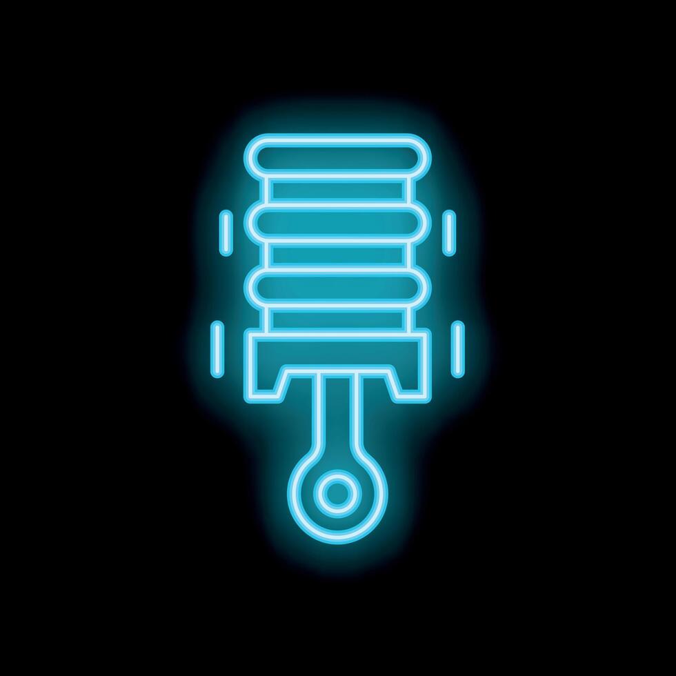 Blue neon icon of a car piston moving up and down on a black background vector