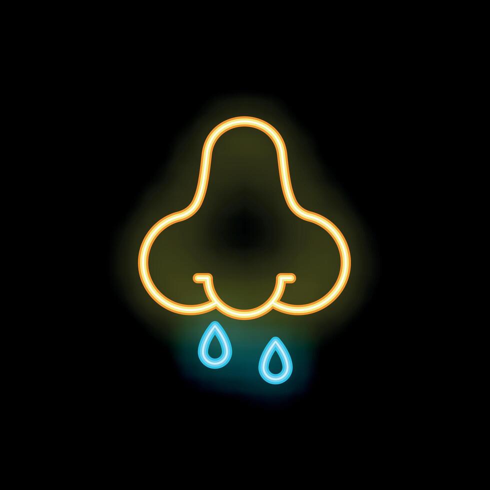 Runny nose neon sign glowing on dark background vector