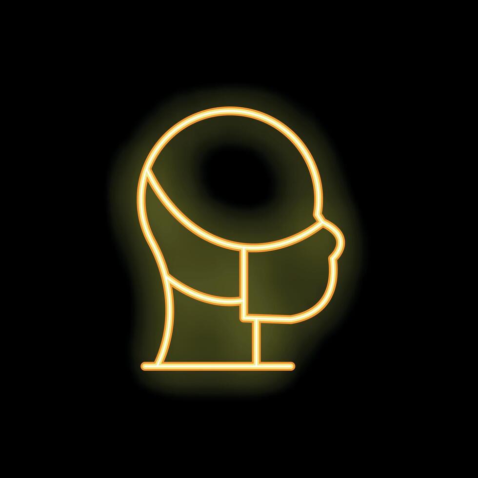 Neon icon of a human head wearing a protective mask vector