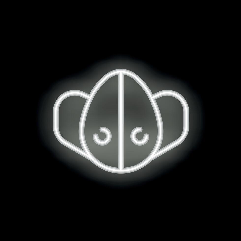 White neon sign showing a protective face mask on a black background vector