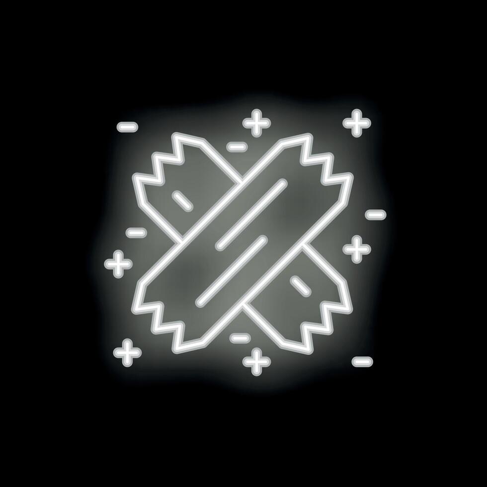 Neon icon of two bandages forming a star shining on black background vector