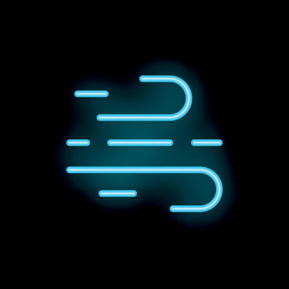 Glowing neon blue wind icon on black background vector