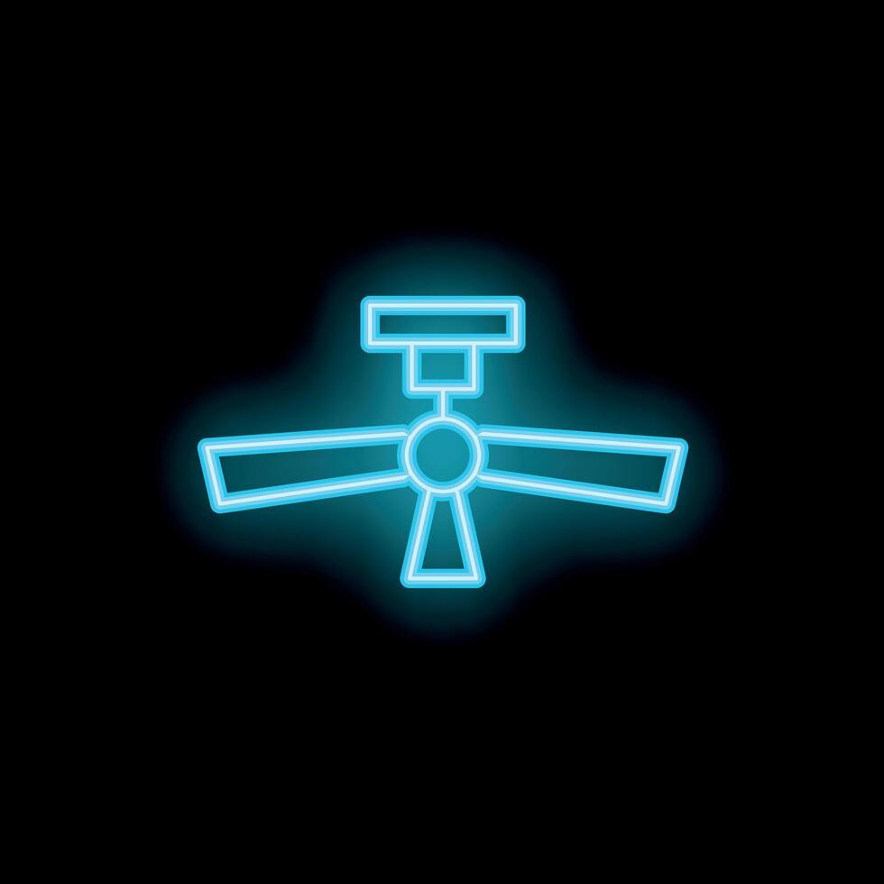 Neon icon of ceiling fan glowing on black background vector