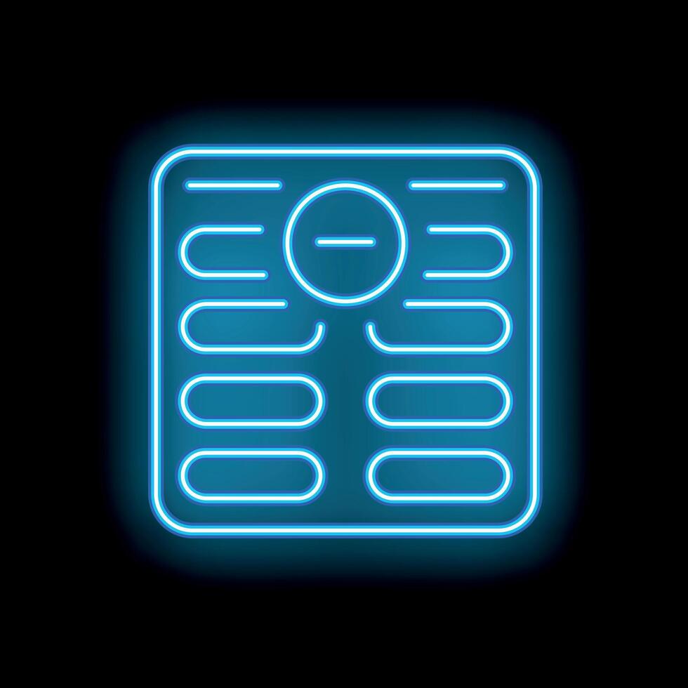Neon icon of weight scale displaying weight loss progress vector