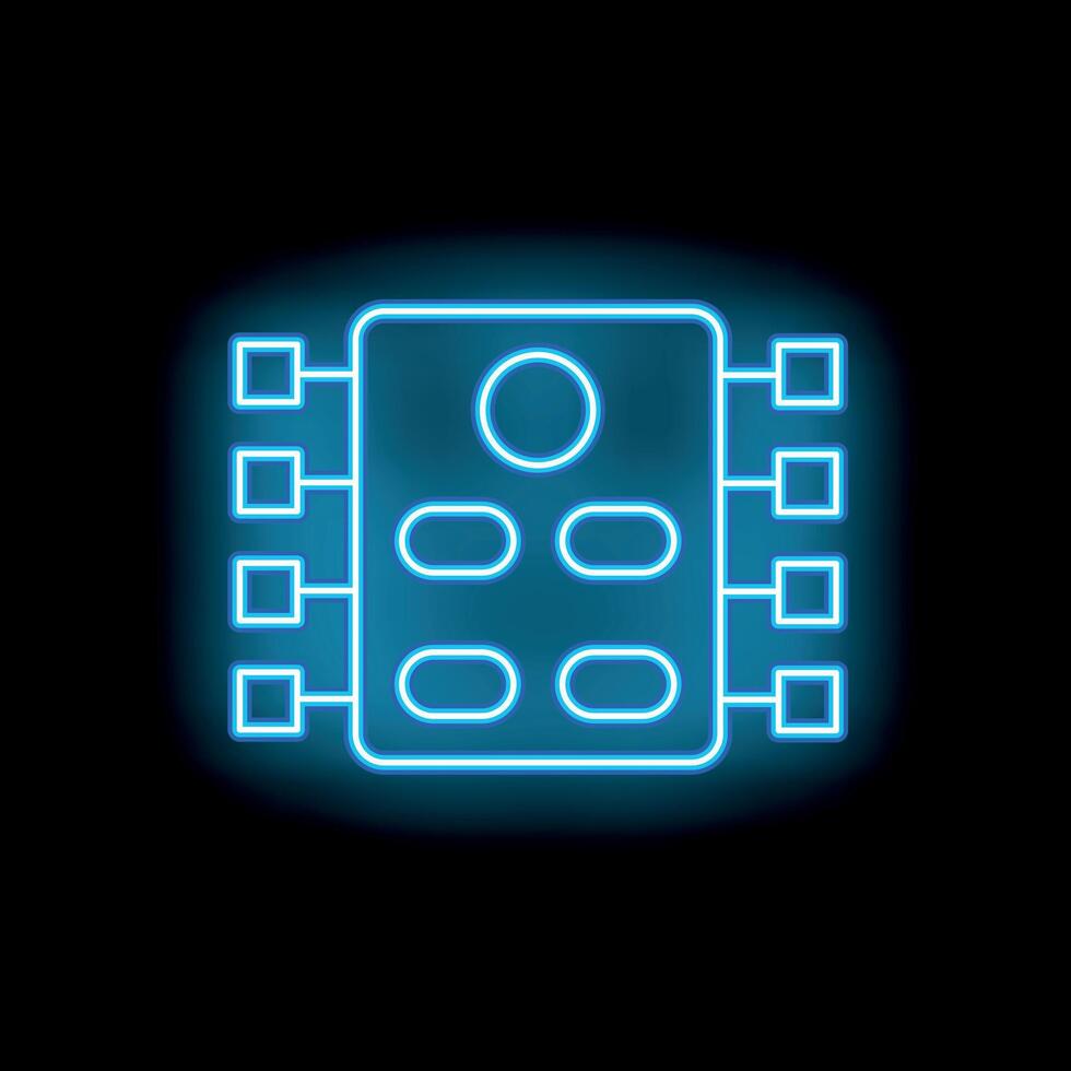 Neon blue circuit board glowing on dark background vector