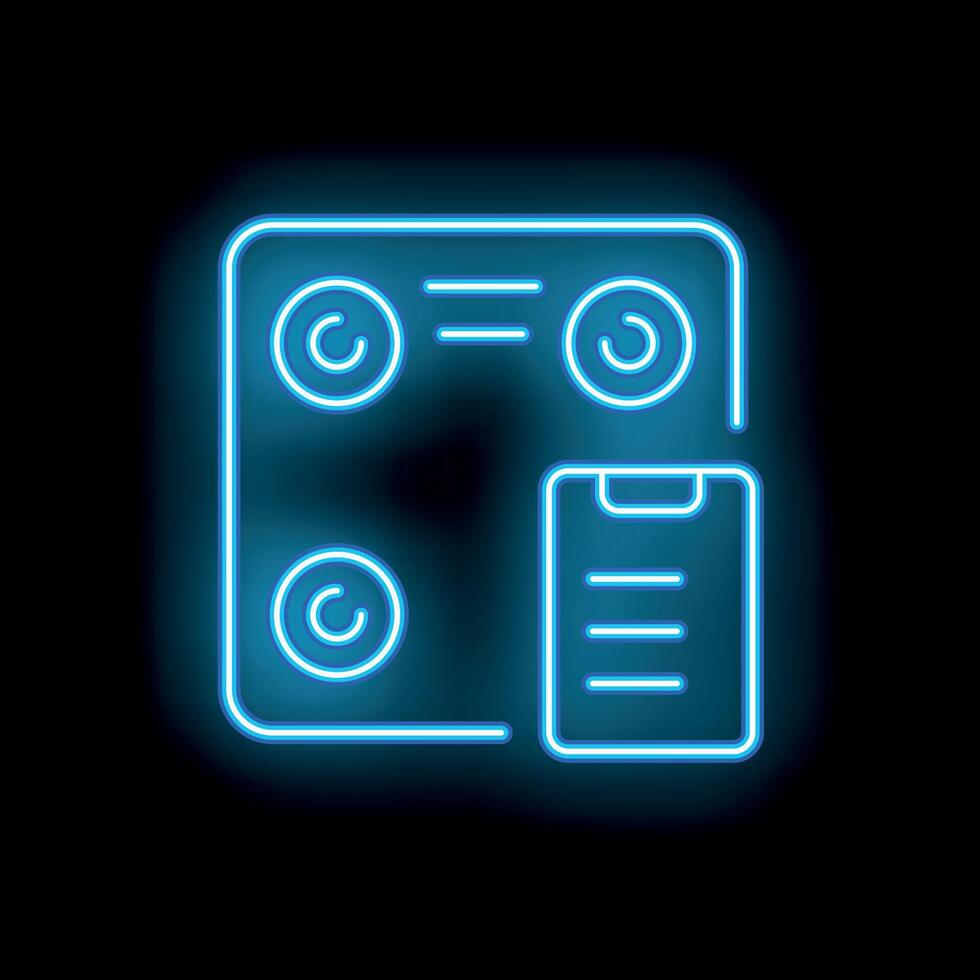 Neon icon of online cooking course, recipe app, or culinary school vector
