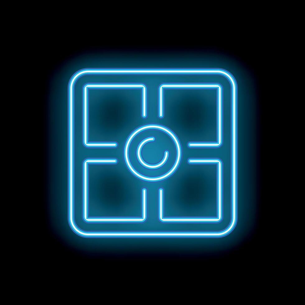 Blue neon icon of a simple padlock on a black background vector