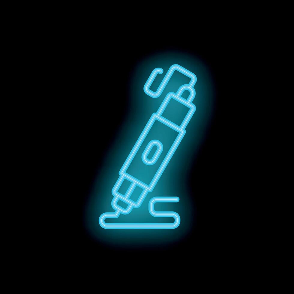 Neon sign of modern electronic signature pen drawing line on black background vector