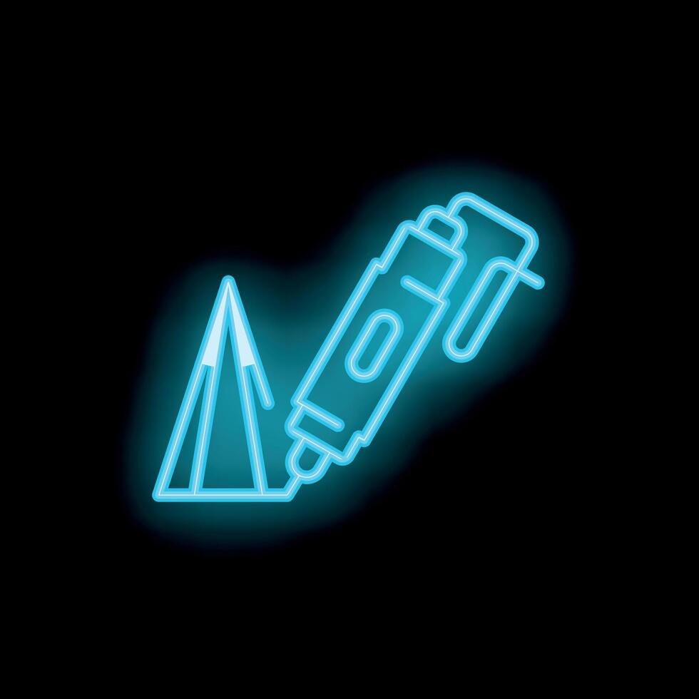 Neon 3d pen creating glowing pyramid shape vector