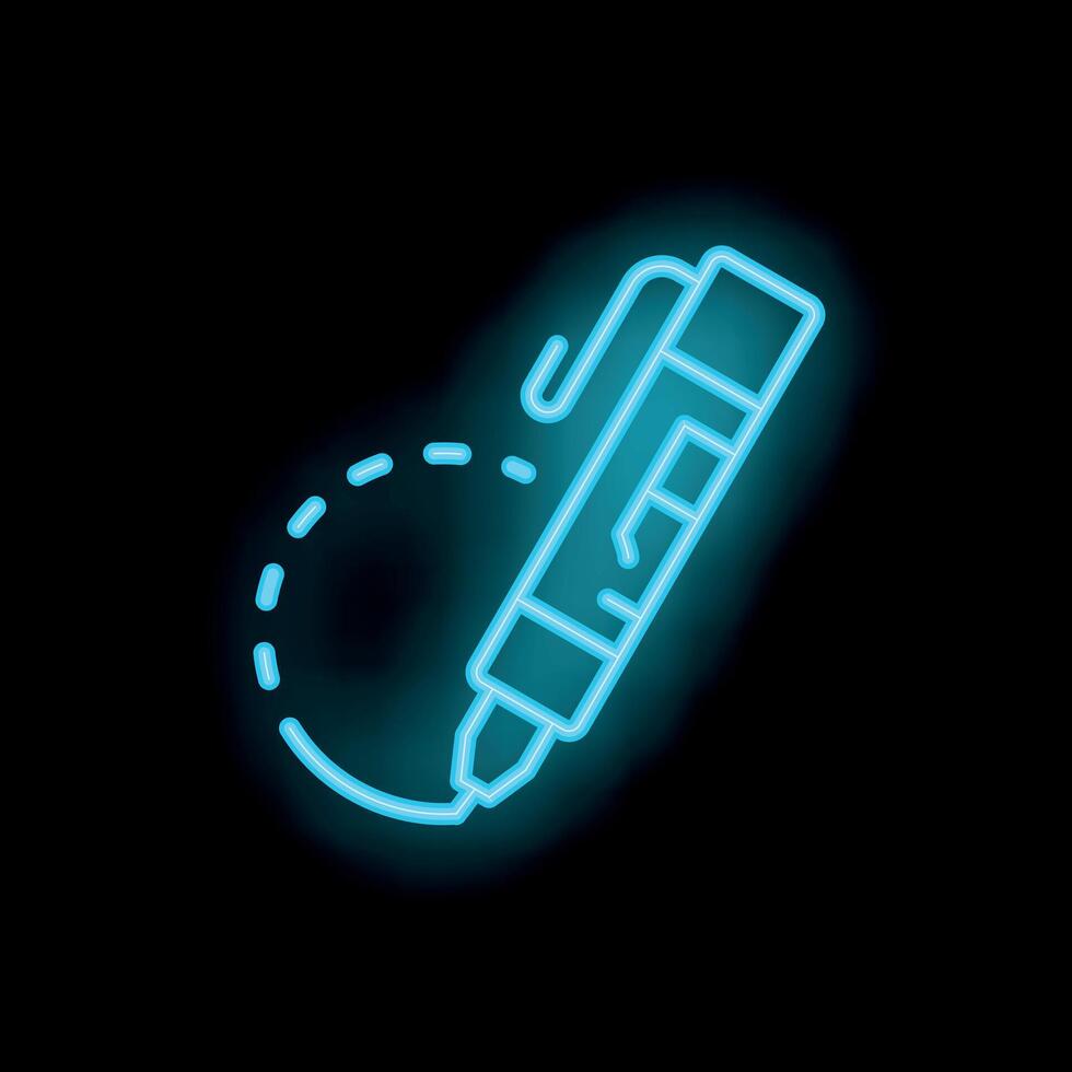 Neon pen drawing circle on black background vector