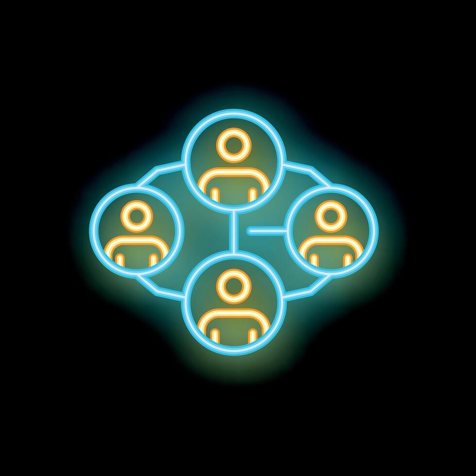 Neon icon of people network connecting together vector