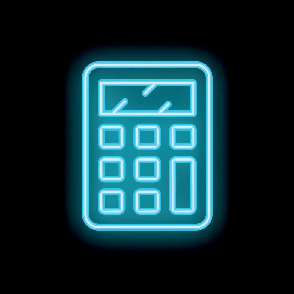 Neon calculator glowing on black background vector