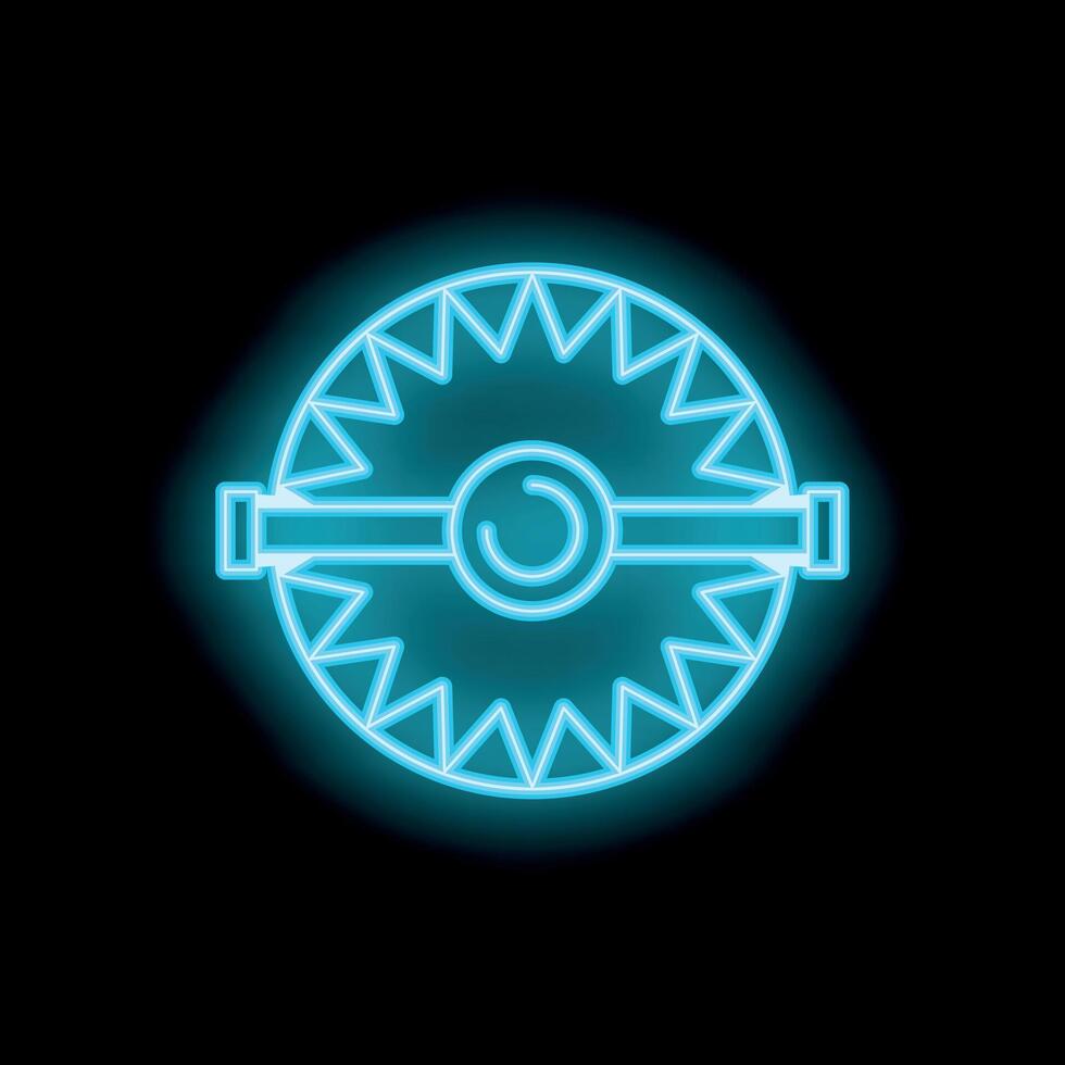 Circular saw blade glowing neon style on black background vector
