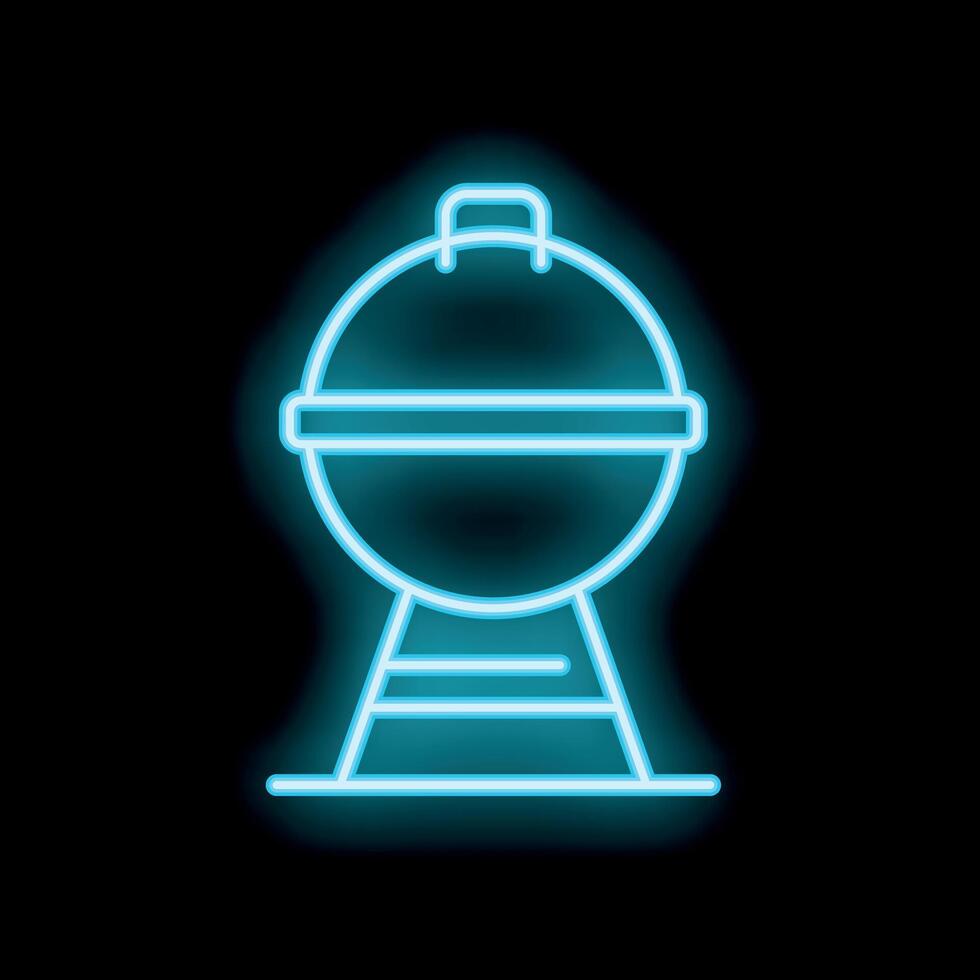 Neon sign of a barbecue grill on a black background vector
