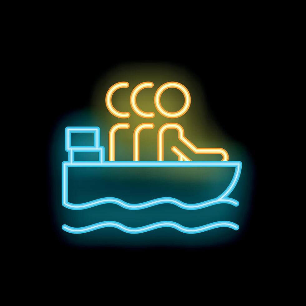 Neon icon of ceo businessman steering ship through waves leading business team to success vector