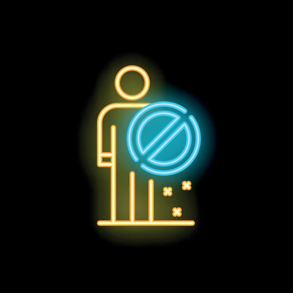 Person standing with neon sign showing immunity to virus vector