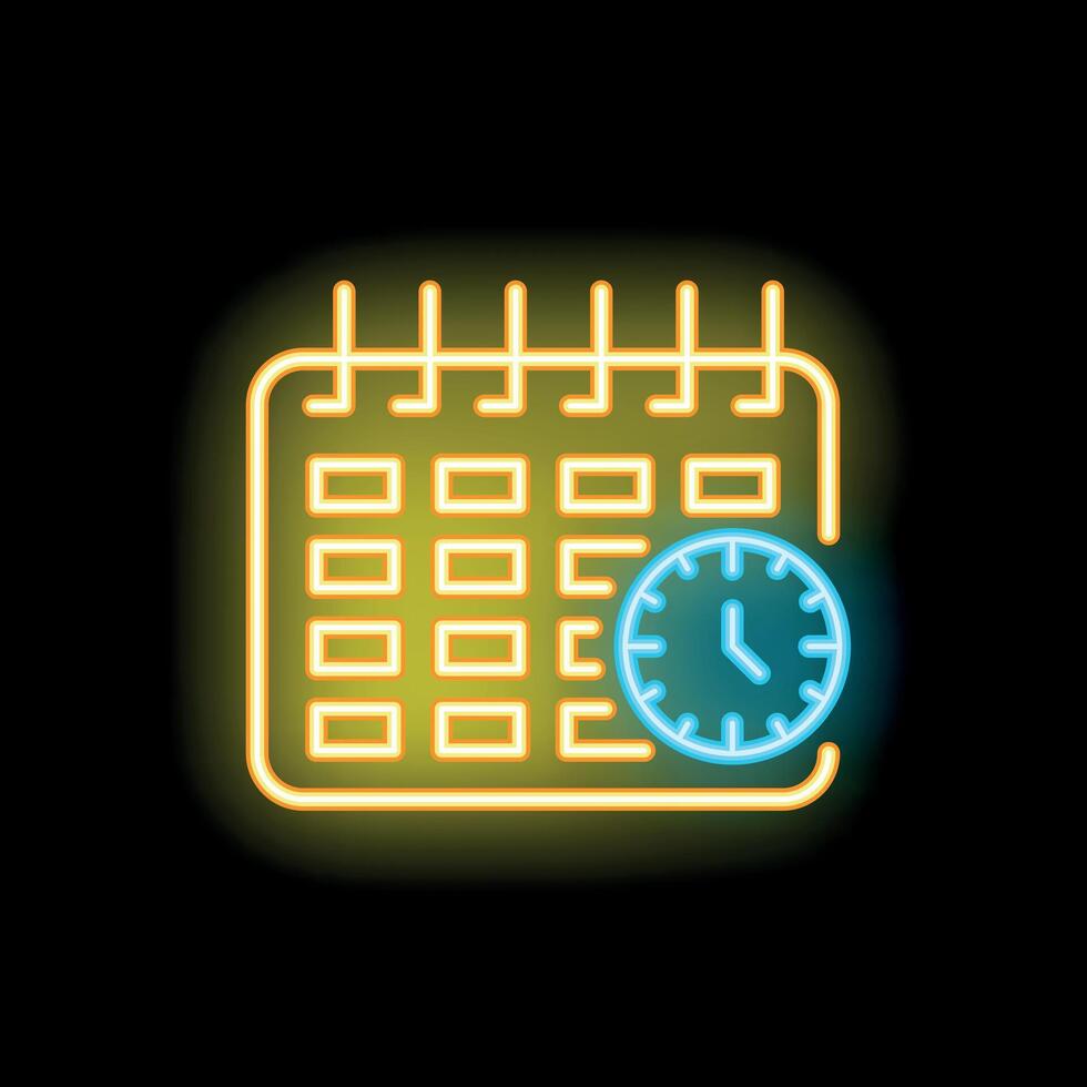 Neon icon of calendar showing time passing by for appointment vector