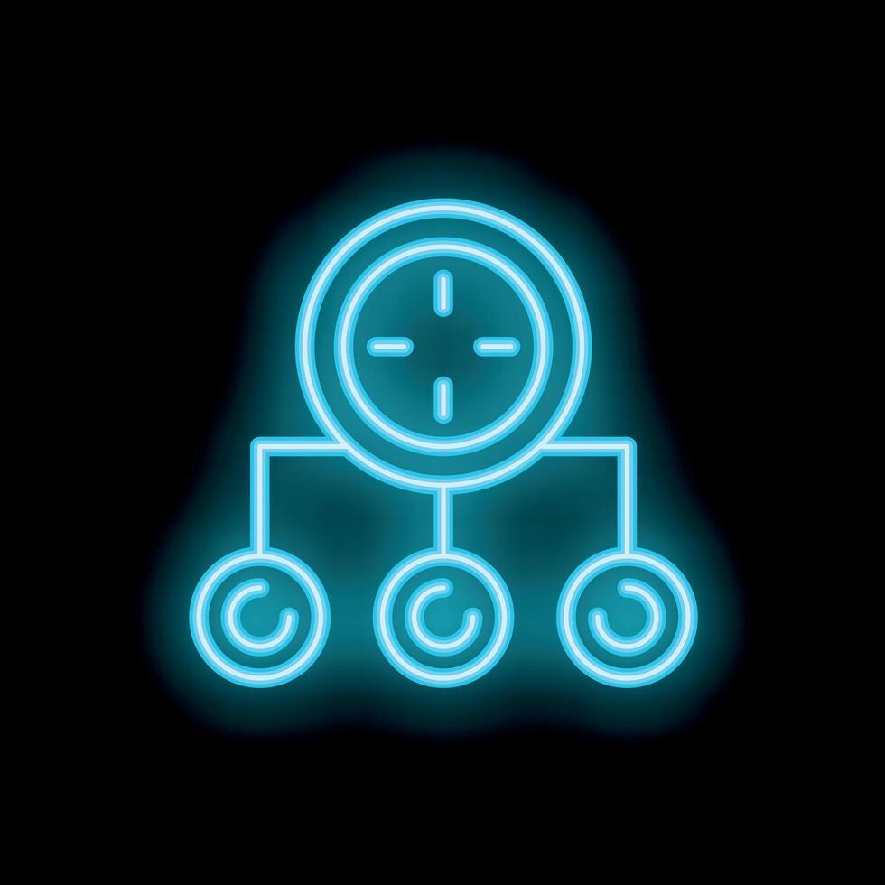 Neon icon of target audience, digital marketing, and business strategy vector