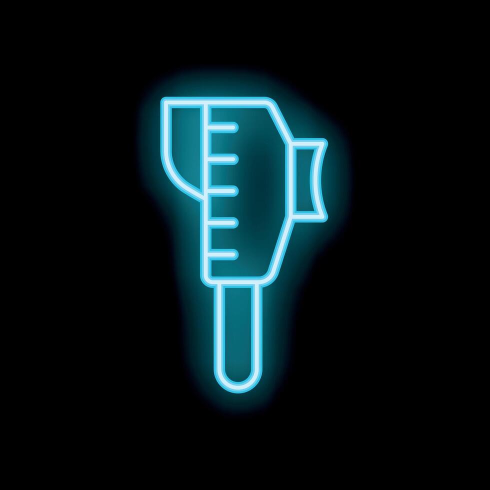 Blue neon vernier caliper showing measurement concept on black background vector