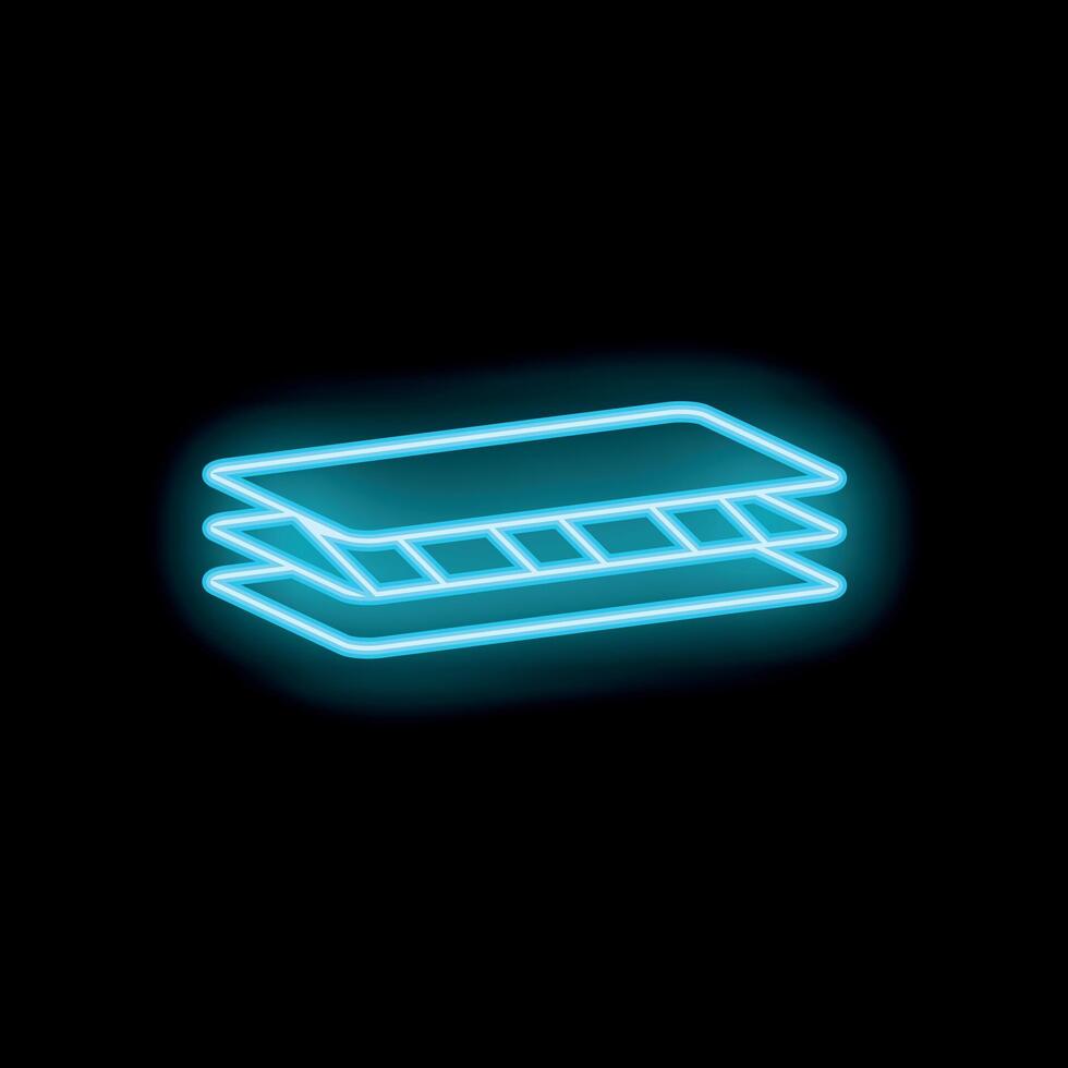 Neon icon of breathable material layers showing airflow vector