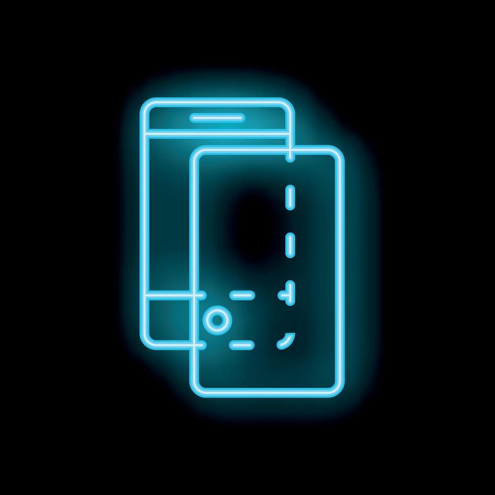 Neon sign representing contactless payment with smartphone and credit card vector