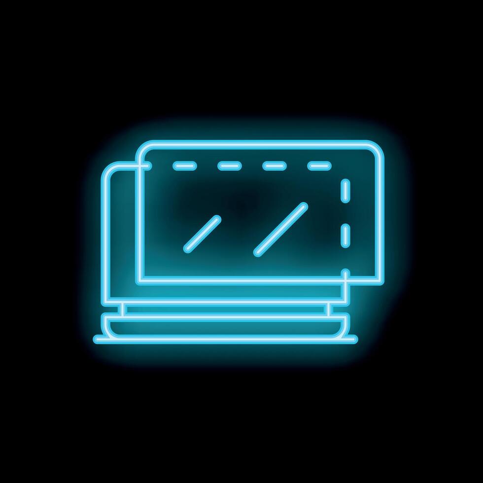 Blue neon credit card showing online payment concept on black background vector