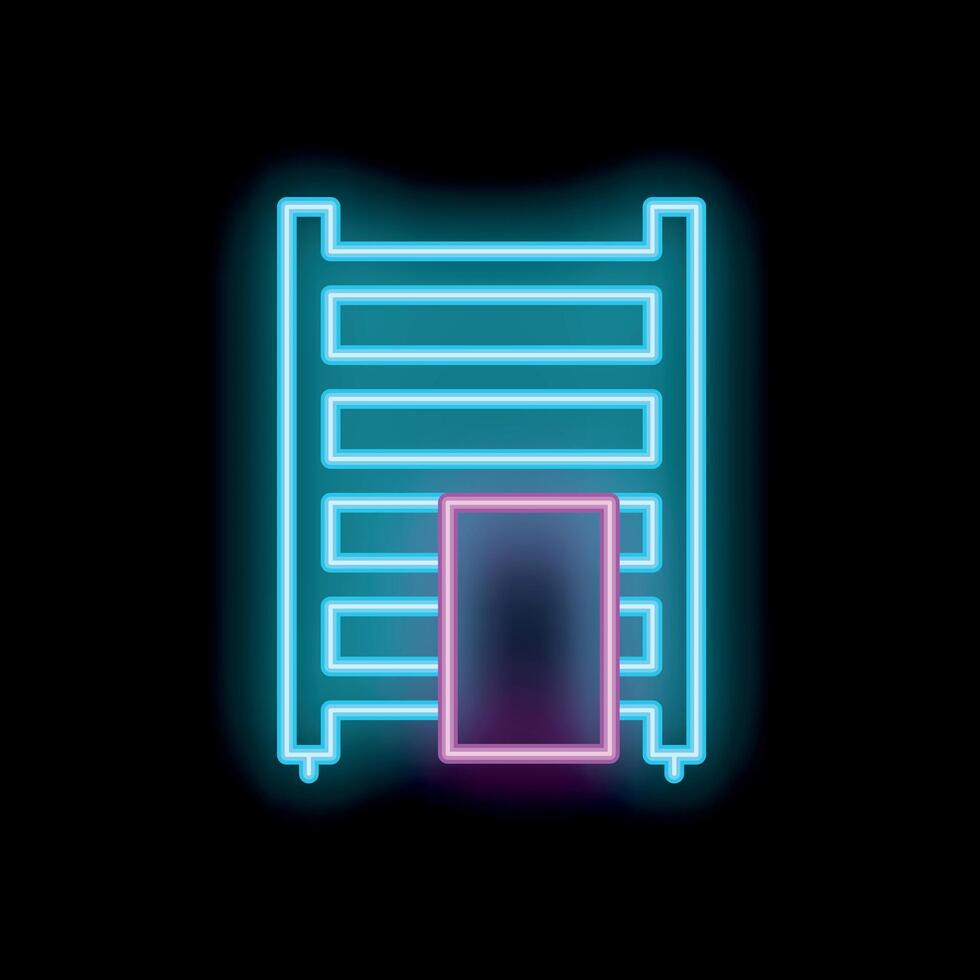 Glowing neon line towel dryer icon isolated on a black background illustration vector