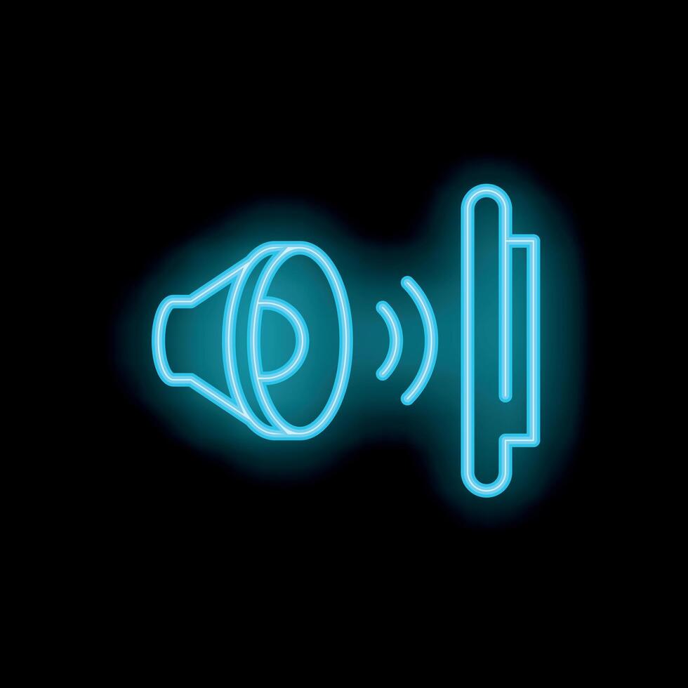 Neon icon of a loudspeaker emitting sound waves vector