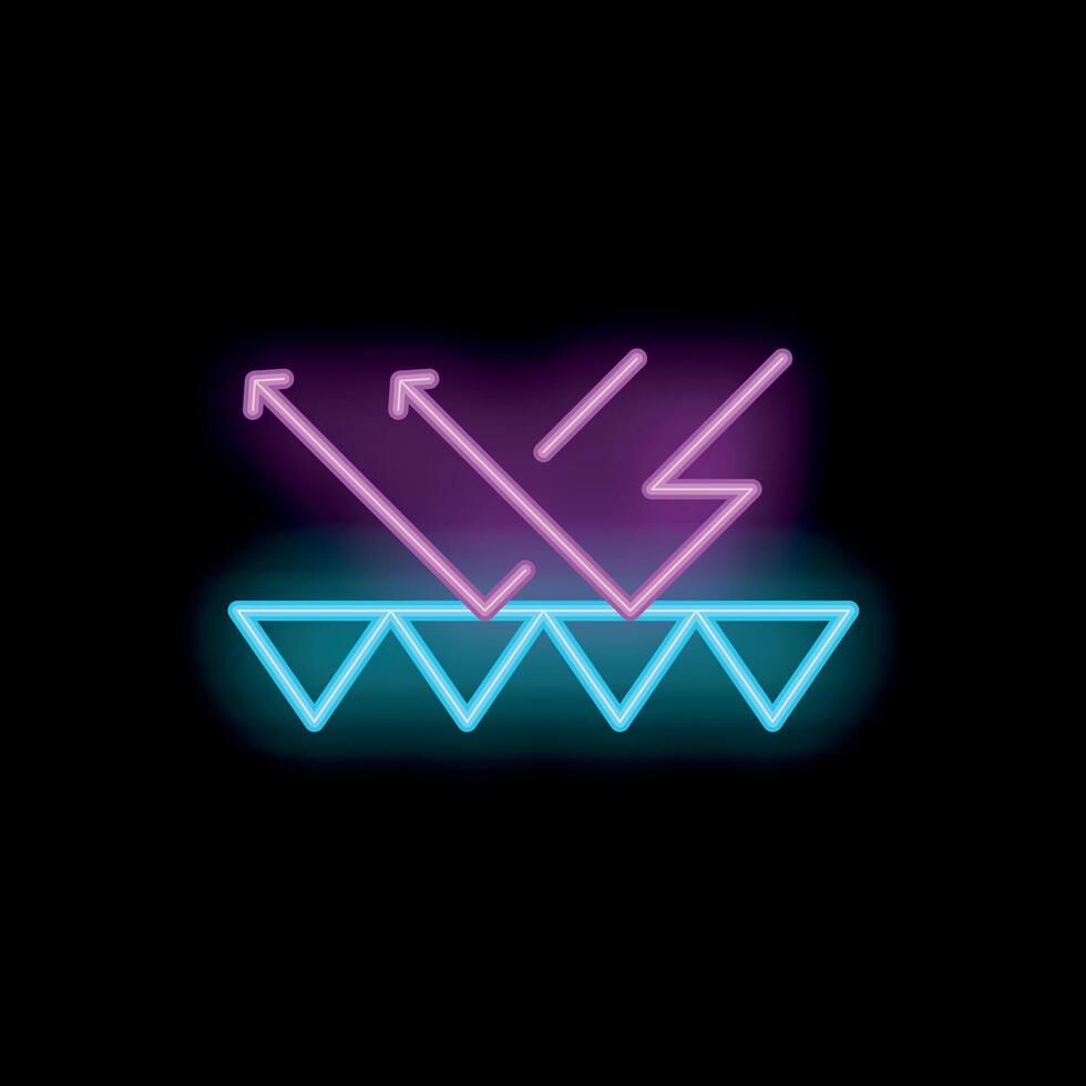 Neon waterproof material icon showing liquid repellent surface vector
