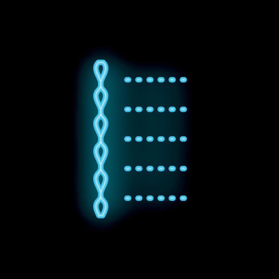 Neon glowing blockchain technology icon on black background vector