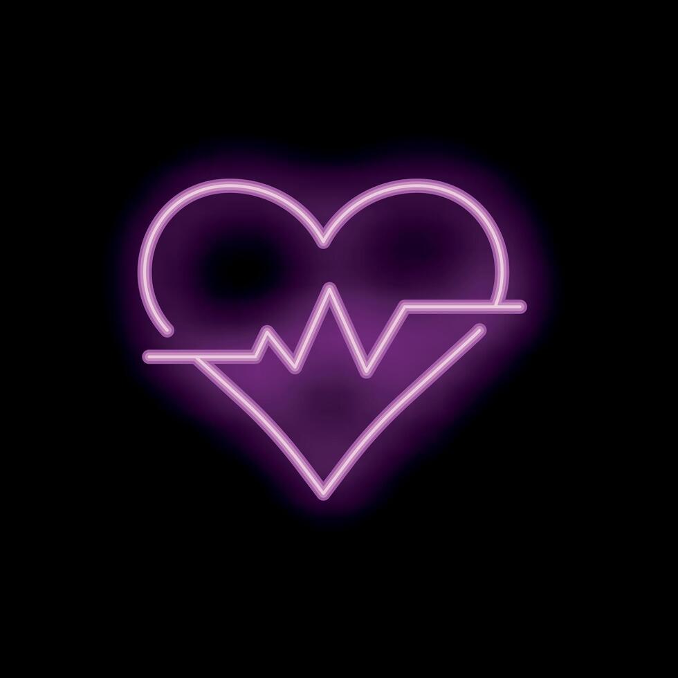 Glowing neon pink heartbeat line art on black background vector