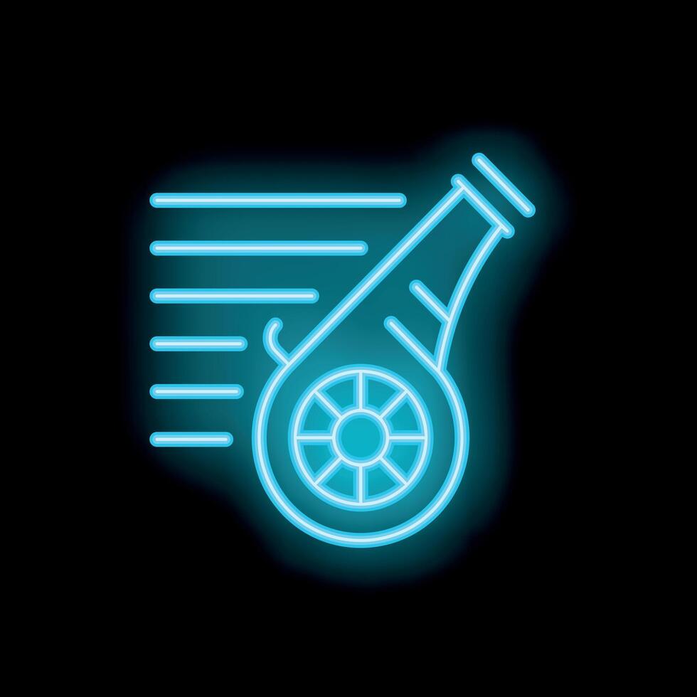 Neon cannon shooting with speed lines on black background vector