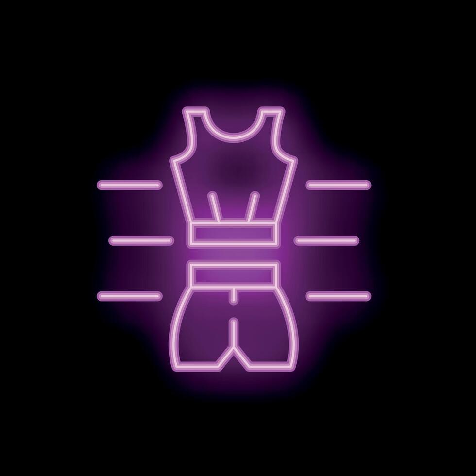Neon sign showing sports bra and shorts for workout vector