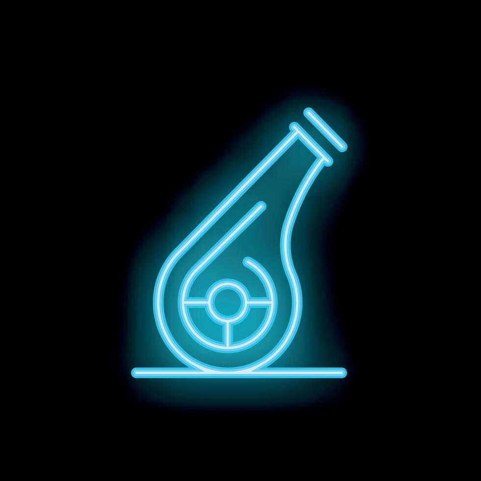 Neon sign representing a futuristic monowheel vehicle on a black background vector