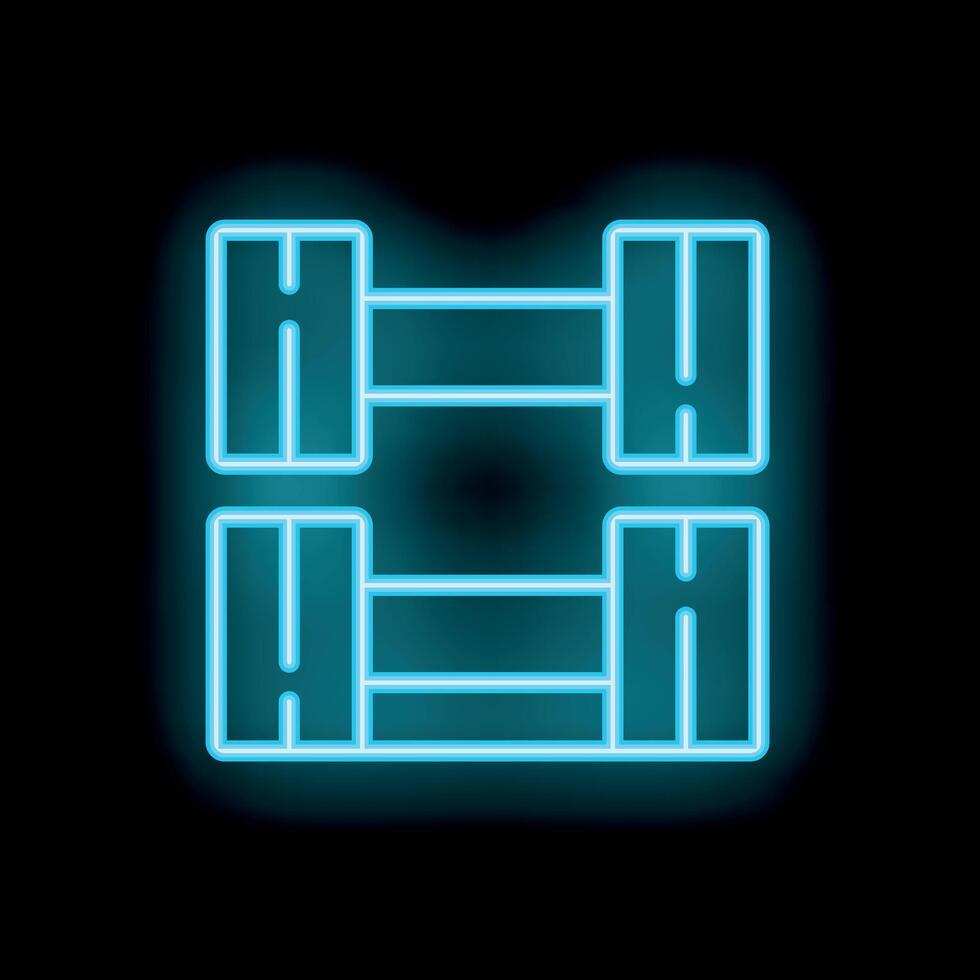 Glowing neon dumbbell icon representing fitness and exercise vector