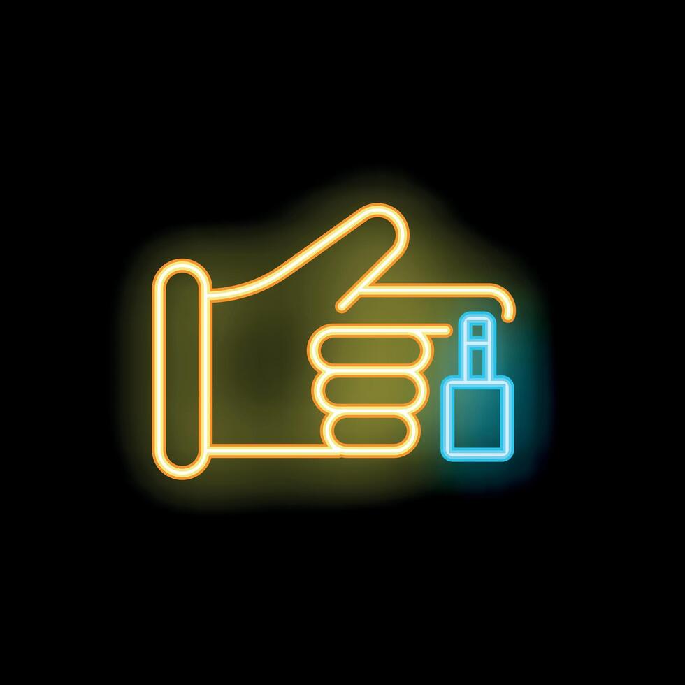 Hand holding usb flash drive icon neon light style vector