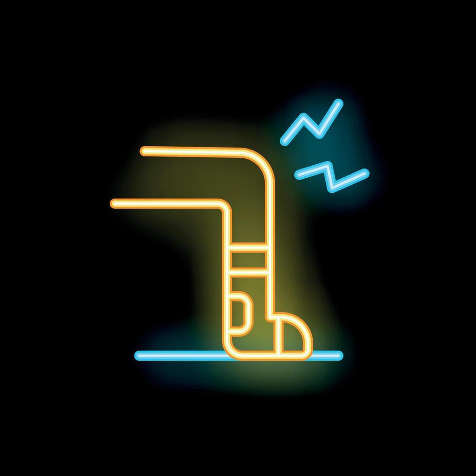 Neon style icon of leg suffering from painful cramp vector