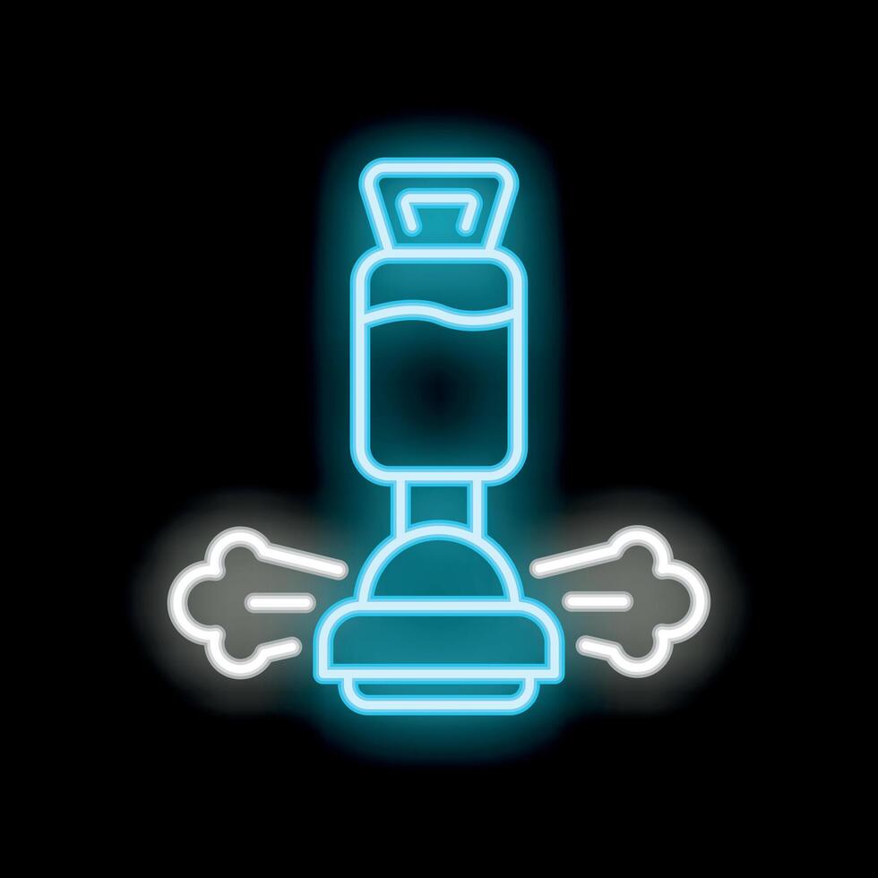 Neon sign of a professional carpet cleaning machine with rotating brushes for a spotless home vector