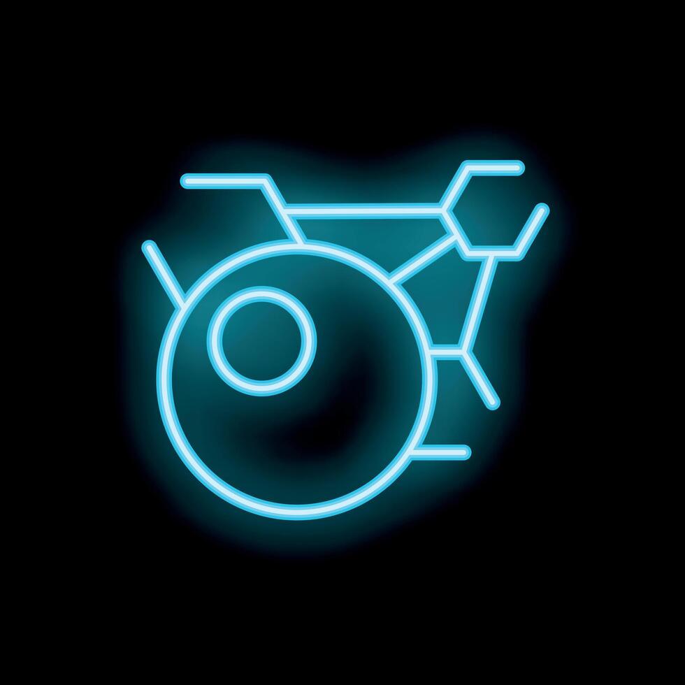 Neon style icon showing a human eye scanning a network vector