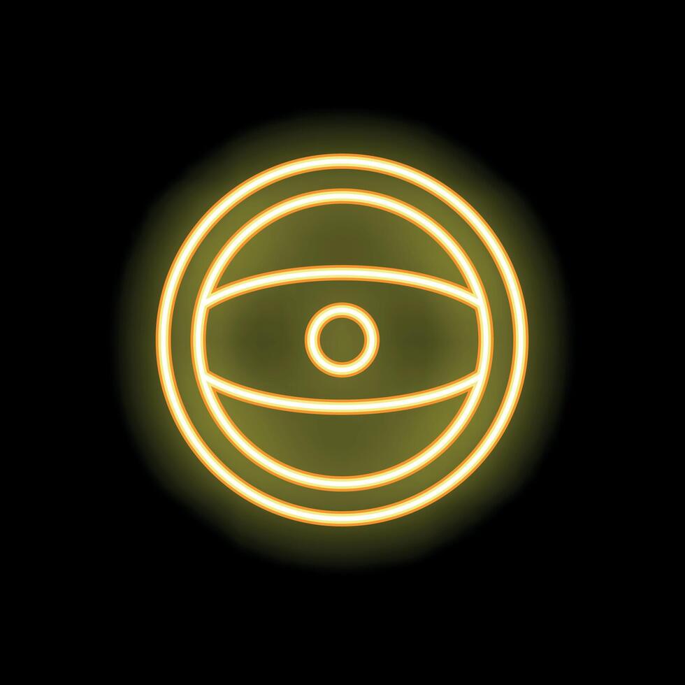 Neon sign representing an eye on black background vector