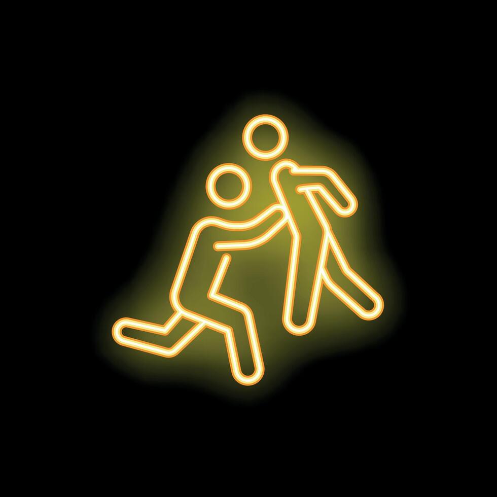 Neon icon of a person pushing another person vector