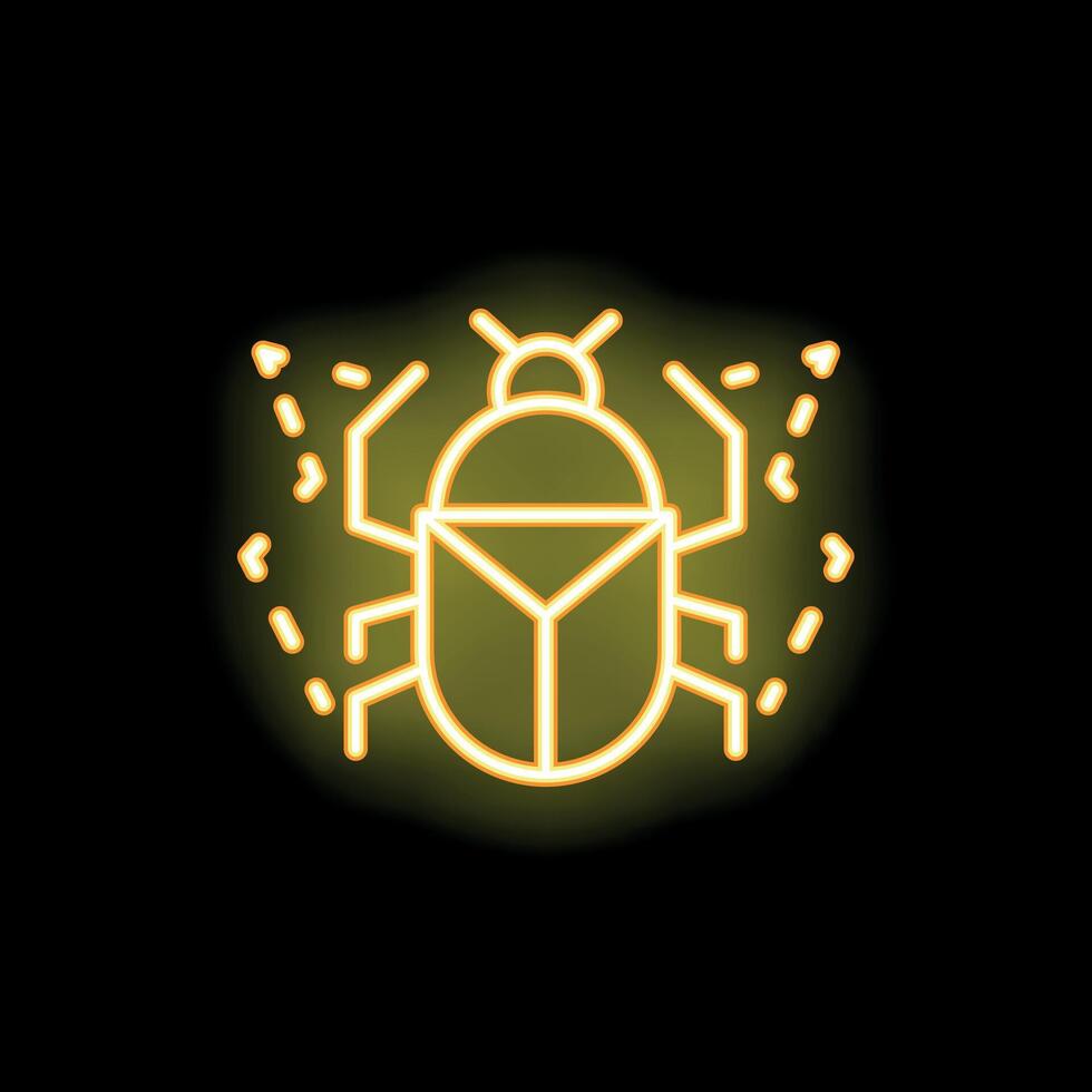 Yellow glowing neon icon of a bug spreading virus malware vector