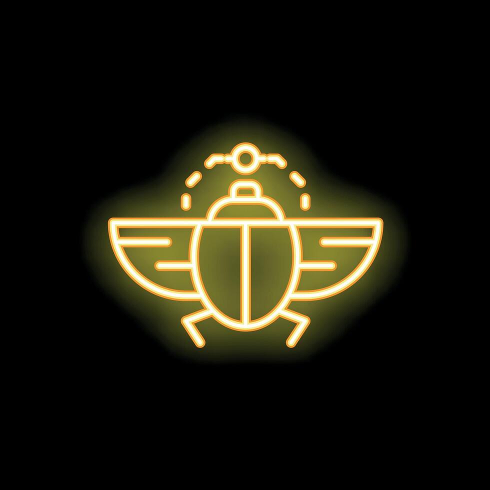 Neon yellow scarab beetle with open wings spreading light vector
