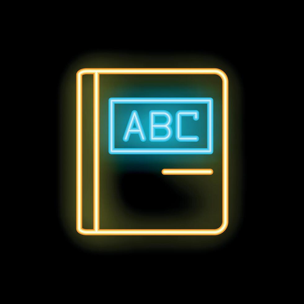 Glowing neon sign depicting an abc book for education vector